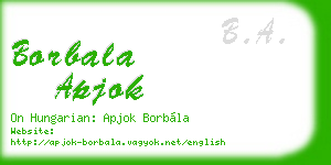 borbala apjok business card